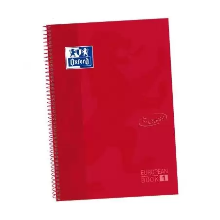 (400106997) OXFORD CUADERNO TOUCH EUROPEANBOOK 1 WRITE&ERASE 80H A4+ 5X5MM MICROPERFORADO TAPA EXTRADURA CARMÍN