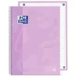 (400138325) OXFORD CUADERNO TOUCH EUROPEANBOOK 1 WRITE&ERASE 80H A4+ 1 LÍNEA MICROPERFORADO T/EXTRADURA PACK 5 UD LAVANDA PASTEL