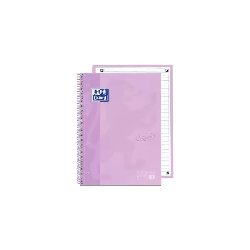 (400138325) OXFORD CUADERNO TOUCH EUROPEANBOOK 1 WRITE&ERASE 80H A4+ 1 LÍNEA MICROPERFORADO T/EXTRADURA PACK 5 UD LAVANDA PASTEL