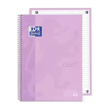 (400138325) OXFORD CUADERNO TOUCH EUROPEANBOOK 1 WRITE&ERASE 80H A4+ 1 LÍNEA MICROPERFORADO T/EXTRADURA PACK 5 UD LAVANDA PASTEL
