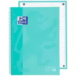 (400138326) OXFORD CUADERNO TOUCH EUROPEANBOOK 1 WRITE&ERASE 80H A4+ 1 LÍNEA MICROPERFORADO T/EXTRADURA PACK 5 UD ICE MINT PA...