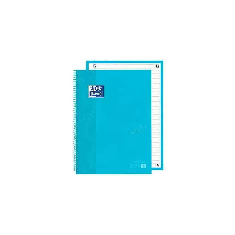 (400138327) OXFORD CUADERNO TOUCH EUROPEANBOOK 1 WRITE&ERASE 80H A4+ 1 LÍNEA MICROPERFORADO T/EXTRADURA PACK 5 UD AZUL PASTEL