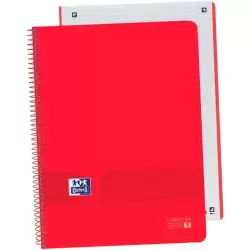 (400149359) OXFORD CUADERNO LIVE&GO EUROPEANBOOK 1 80H A4+ 5X5MM MICROPERFORADO T/PLÁSTICO PACK 5 UD ROJO