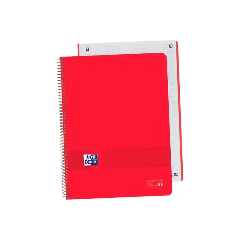 (400149359) OXFORD CUADERNO LIVE&GO EUROPEANBOOK 1 80H A4+ 5X5MM MICROPERFORADO T/PLÁSTICO PACK 5 UD ROJO