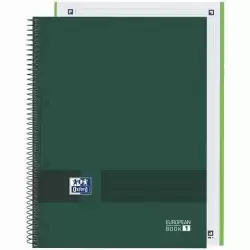 (400158919) OXFORD CUADERNO &YOU EUROPEANBOOK 1 WRITE&ERASE 80H A4+ 5X5MM MICROPERFORADO TAPA EXTRADURA VERDE MILITAR
