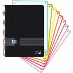 (400158957) OXFORD CUADERNO LIVE&GO EUROPEANBOOK 8 MICROPERFORADO 160H A5+ 5X5MM TAPA DE PLÁSTICO NEGRO