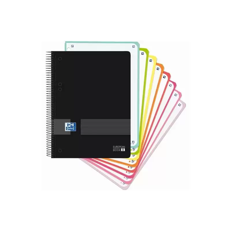(400158957) OXFORD CUADERNO LIVE&GO EUROPEANBOOK 8 MICROPERFORADO 160H A5+ 5X5MM TAPA DE PLÁSTICO NEGRO