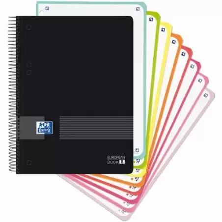 (400158957) OXFORD CUADERNO LIVE&GO EUROPEANBOOK 8 MICROPERFORADO 160H A5+ 5X5MM TAPA DE PLÁSTICO NEGRO