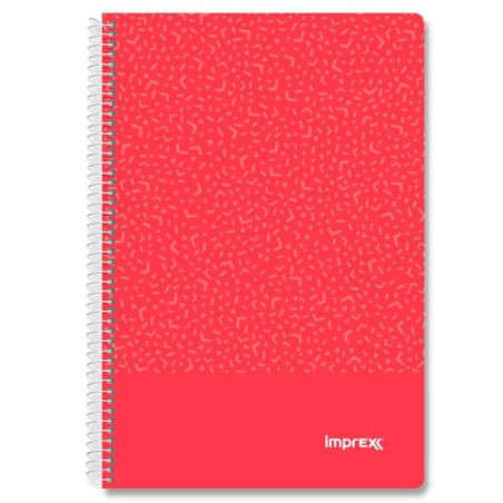 (IMP0100) IMPREX CUADERNO ESPIRAL TAPA PP FOLIO 80H 90GR 4X4 ROJO