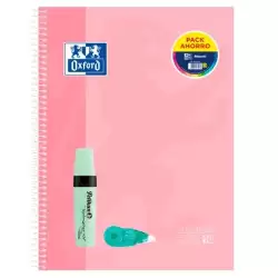 (400197319) OXFORD PACK CUADERNO EUROPEANBOOK 10 TOUCH 150H A4+ 5X5 TAPA EXTRADURA + TEXTMARKER 490 + FANCY ROLLER PASTEL