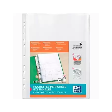 (100207012) OXFORD FUNDA MULTITALADRO 11 PP CRISTAL A4 200 MICRAS GRAN CAPACIDAD EXTRA BLISTER 10 FUNDAS