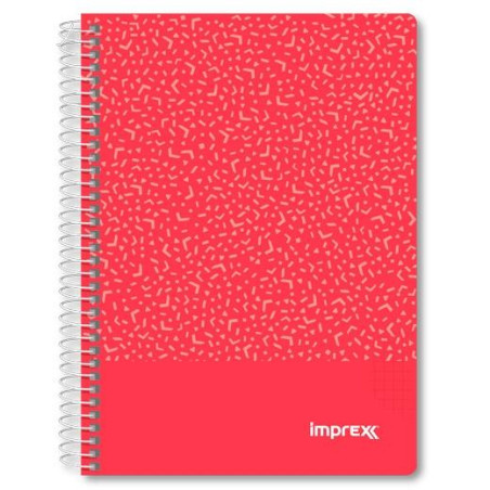 (IMP0104) IMPREX CUADERNO ESPIRAL TAPA PP A5 80H 90GR 4X4 ROJO