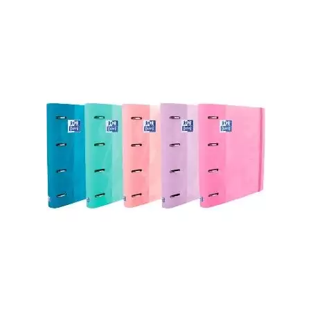 (400119130) OXFORD CARPETA DE ANILLAS 4X35MM TOUCH EUROPEANBINDER C/RECAMBIO 100H A4+ 5X5 T/EXTRADURA C/SURTIDOS PASTEL