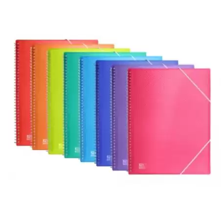 (400147013) OXFORD CARPETA CON 30 FUNDAS CRISTAL ESPIRAL CON GOMAS URBAN PP COLORES SURTIDOS A4