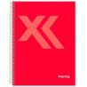 (IMP0108) IMPREX CUADERNO ESPIRAL TAPA FORRADA FOLIO 80H 90GR 4X4 ROJO