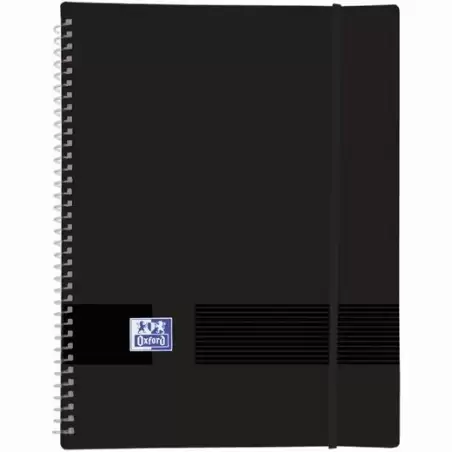 (400160223) OXFORD CARPETA CON 30 FUNDAS CRISTAL 50 MICRAS ESPIRAL A4 CIERRE C/GOMA PLÁSTICO OPACO NEGRO