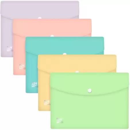 (400187615) OXFORD SOBRE CON BROCHE URBAN A5 PLÁSTICO FLEXIBLE TRANSLÚCIDO C/SURTIDOS PASTEL