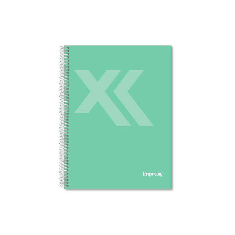 (IMP0111) IMPREX CUADERNO ESPIRAL TAPA FORRADA FOLIO 80H 90GR 4X4 VERDE