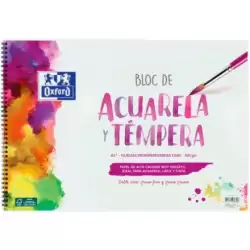 (400148239) OXFORD BLOC PINTURA ACUARELA Y TÉMPERA 10H 300GR ESPIRAL A3+ LISO BLANCO