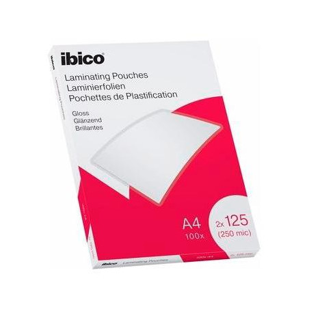 (627318) IBICO FUNDAS DE PLASTIFICAR 2X125 MICRAS A4 BRILLO PACK 100 UD