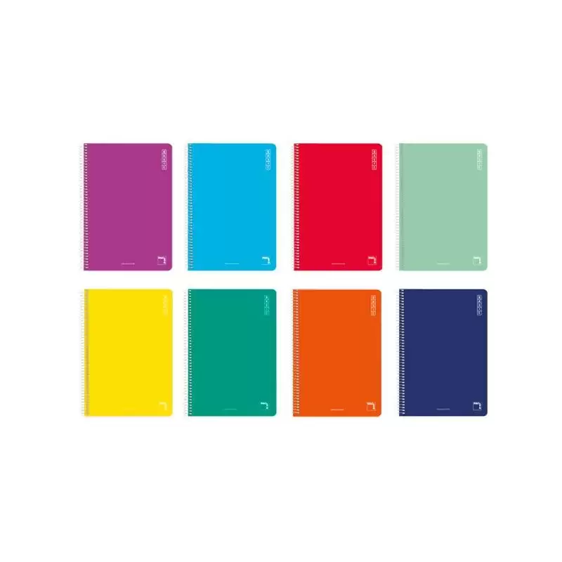 (16418) PACSA CUADERNO BASIC 80H FOLIO 60GR 4X4MM TAPAS CARTÓN PACK 10 UD COLORES SURTIDOS