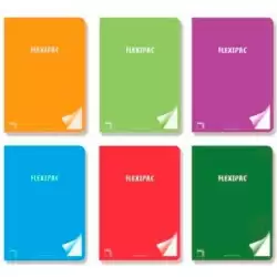 (20119) PACSA LIBRETA FLEXIPAC A4 48H 90GR 8X8 TAPAS PP TRANSLÚCIDO FLEXIBLE PACK 6 C/SURTIDOS
