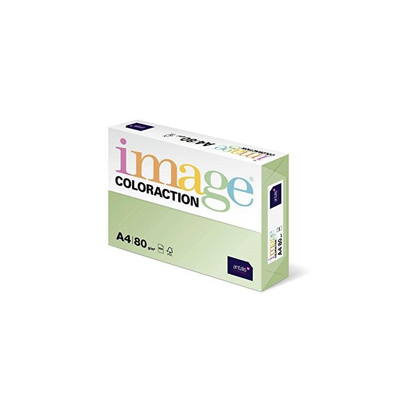 (284973) IMAGE PAPEL REPROGRÁFICO COLORACTION DIN A4 80GR PAQUETE 500H JUNGLE/VERDE PASTEL -CAJA 5 UD-
