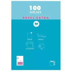 (21813) PACSA PAQUETE PAPEL EXTRA 100H A4 80GR 4X4MM SIN TALADROS RETRACTILADO