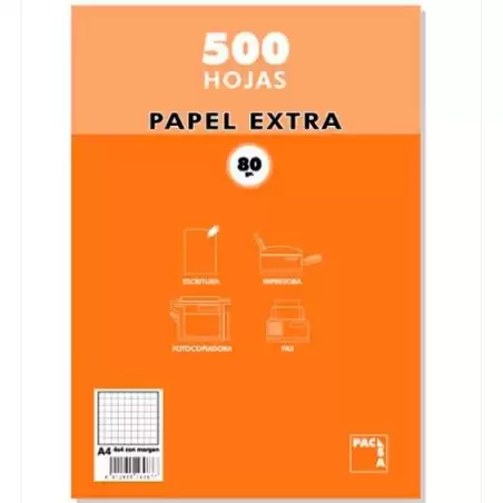 (22081) PACSA PAQUETE PAPEL EXTRA 500H A4 80GR 6X6MM SIN TALADROS BLANCO