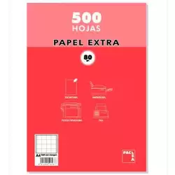 (22082) PACSA PAQUETE PAPEL EXTRA 500H A4 80GR 8X8MM SIN TALADROS BLANCO