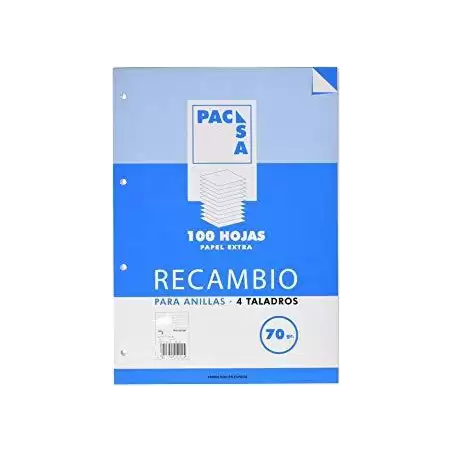 (21204) PACSA RECAMBIO 100H A5 70GR 4X4MM 4 TALADROS PAPEL EXTRA
