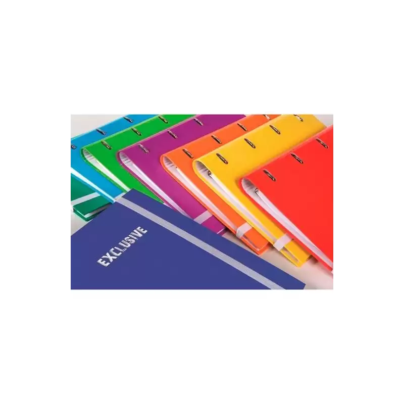 (25007) PACSA CARPETA ANILLAS 4 X 35MM EXCLUSIVE CARPEBLOCK C/RECAMBIO 120H A4 5X5  CIERRE C/GOMA C/SURTIDOS