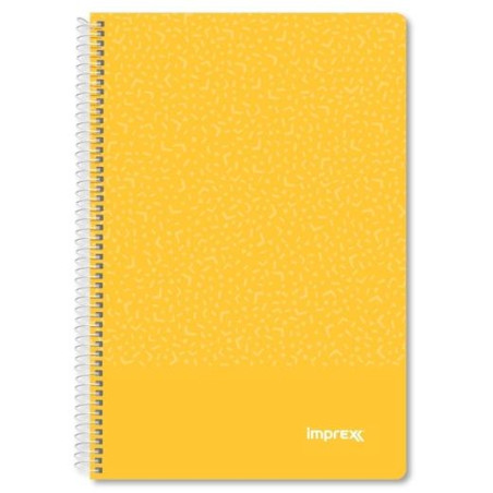 (IMP0102) IMPREX CUADERNO ESPIRAL TAPA PP FOLIO 80H 90GR 4X4 AMARILLO