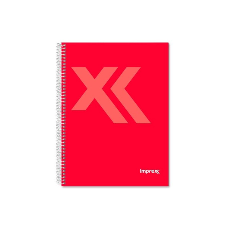 (IMP0108) IMPREX CUADERNO ESPIRAL TAPA FORRADA FOLIO 80H 90GR 4X4 ROJO