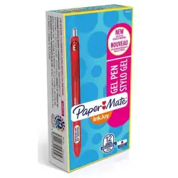 (1957056) PAPER MATE INKJOY GEL BRILLANTE BOLÍGRAFO RETRÁCTIL PUNTA MEDIA ROJO CAJA -12U-