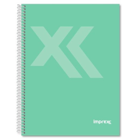 (IMP0111) IMPREX CUADERNO ESPIRAL TAPA FORRADA FOLIO 80H 90GR 4X4 VERDE