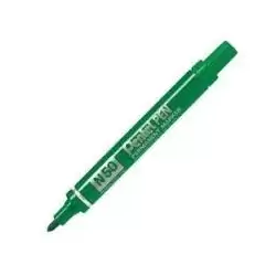 (N50-DE) PENTEL PEN N50-BE MARCADOR PERMANENTE CUERPO ALUMINIO VERDE Y PUNTA MEDIA CONICA -12U-