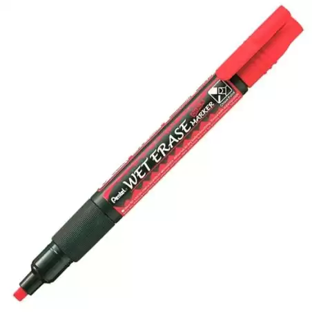 (SMW26-BO) PENTEL MARCADOR DE TIZA LÍQUIDA WET ERASE ROJO CAJA 12 UD