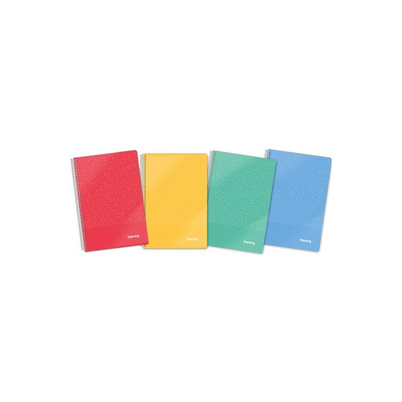 (IMP0119) IMPREX CUADERNO ESPIRAL TAPA PP FOLIO 80H 90GR 4X4 COLORES SURTIDOS