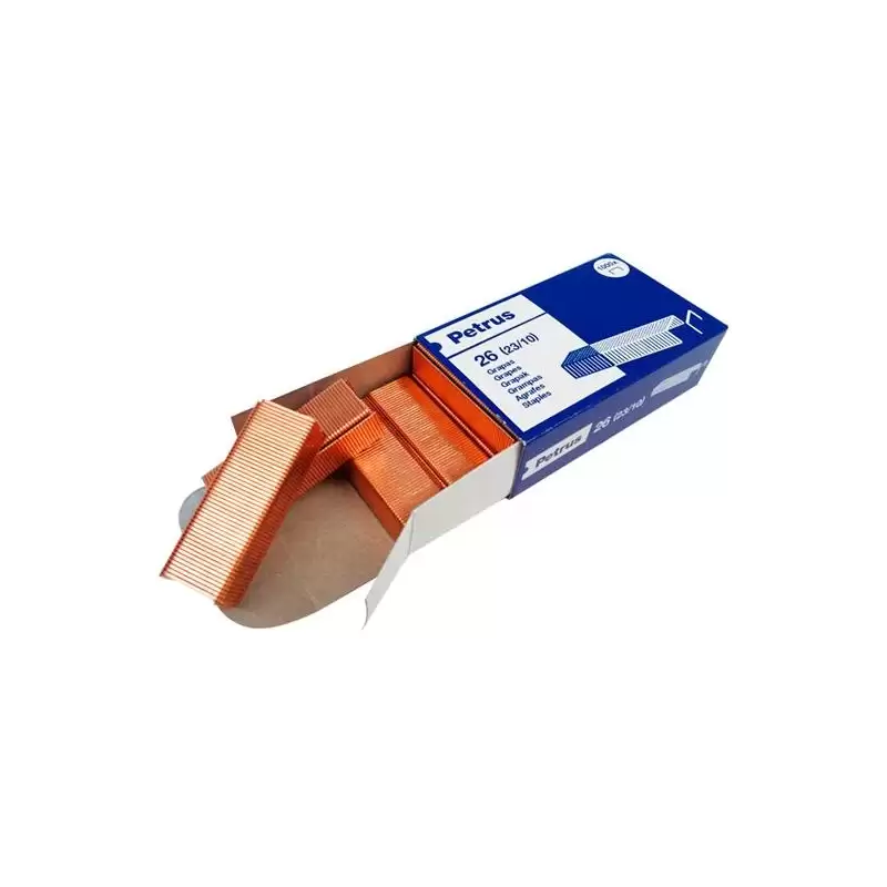 (55719) PETRUS GRAPAS MOD.26 (23/10) COBREADAS PARA GRAPADORA 1600 -CAJA DE 1000-