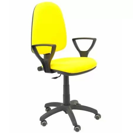 (04CPBALI100BGOLFRP) PIQUERAS Y CRESPO SILLA AYNA GIRATORIA C.PERMANENTE BRAZOS FIJOS RUEDAS DE PARQUÉ TEJIDO BALI AMARILLO