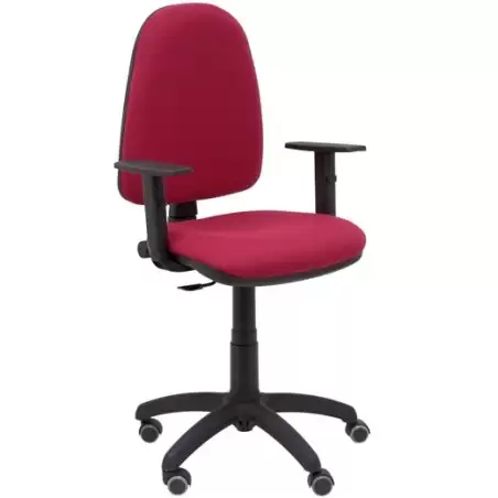 (04CPBALI933B10RP) PIQUERAS Y CRESPO SILLA AYNA GIRATORIA C.PERMANENTE BRAZOS REGULABLES RUEDAS DE PARQUÉ TEJIDO BALI GRANATE