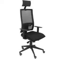 (10SBALI840TK) PIQUERAS Y CRESPO SILLA HORNA GIRATORIA SINCRO BRAZOS REG. CABECERO RESPALDO MALLA ASIENTO TEJIDO BALI NEGRO