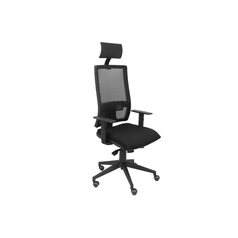 (10SBALI840TK) PIQUERAS Y CRESPO SILLA HORNA GIRATORIA SINCRO BRAZOS REG. CABECERO RESPALDO MALLA ASIENTO TEJIDO BALI NEGRO