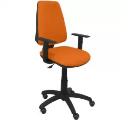 (14CPBALI308B10RP) PIQUERAS Y CRESPO SILLA ELCHE GIRATORIA C.PERMANENTE BRAZOS REG. RUEDAS DE PARQUÉ TEJIDO BALI NARANJA