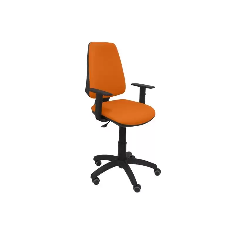 (14CPBALI308B10RP) PIQUERAS Y CRESPO SILLA ELCHE GIRATORIA C.PERMANENTE BRAZOS REG. RUEDAS DE PARQUÉ TEJIDO BALI NARANJA