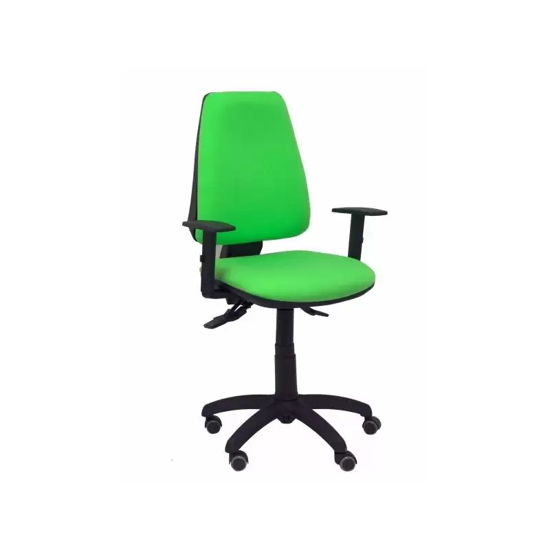 (14SBALI22B10RP) PIQUERAS Y CRESPO SILLA ELCHE GIRATORIA ASINCRO BRAZOS REG. RUEDAS DE PARQUÉ TEJIDO BALI VERDE PISTACHO