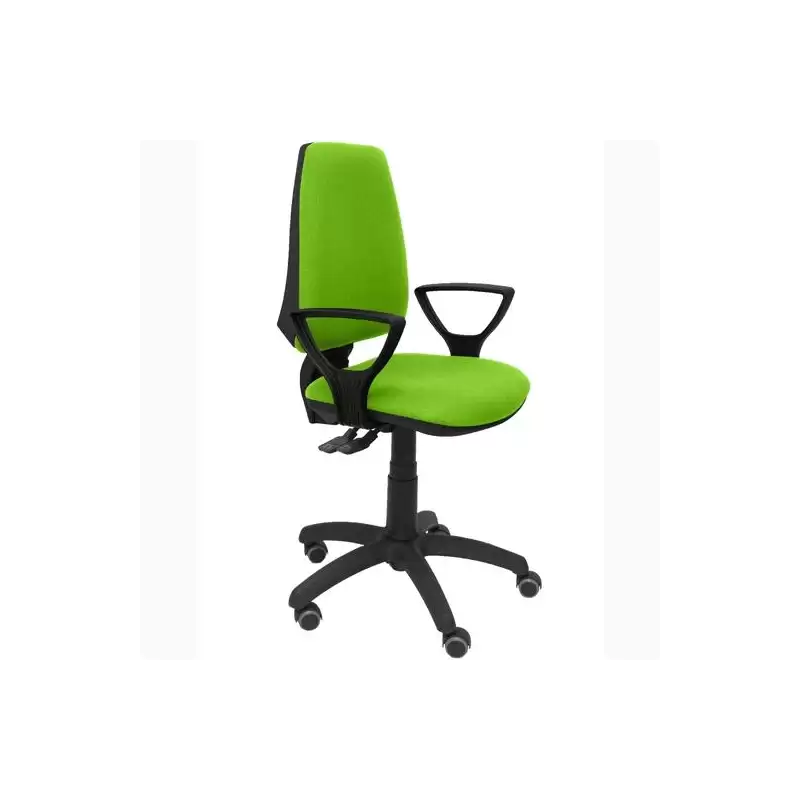 (14SBALI22BGOLFRP) PIQUERAS Y CRESPO SILLA ELCHE GIRATORIA ASINCRO BRAZOS FIJOS RUEDAS DE PARQUÉ TEJIDO BALI VERDE PISTACHO