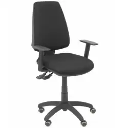 (14SBALI840B10RP) PIQUERAS Y CRESPO SILLA ELCHE GIRATORIA ASINCRO BRAZOS REG. RUEDAS DE PARQUÉ TEJIDO BALI NEGRO