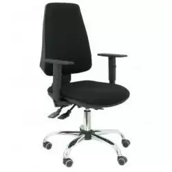 (14SBALI840CRBFRIT) PIQUERAS Y CRESPO SILLA ELCHE GIRATORIA ASINCRO 36H BRAZOS REG. RUEDAS DE PARQUÉ TEJIDO BALI NEGRO